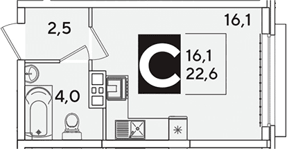 Продается 1-комн. квартира, 22.6 м²
