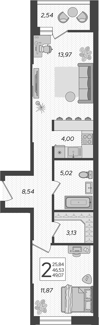 Продается 2-комн. квартира, 48.16 м²