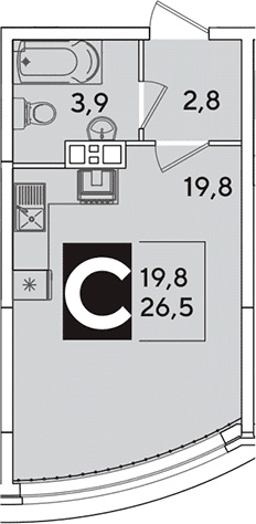 Продается 1-комн. квартира, 26.5 м²