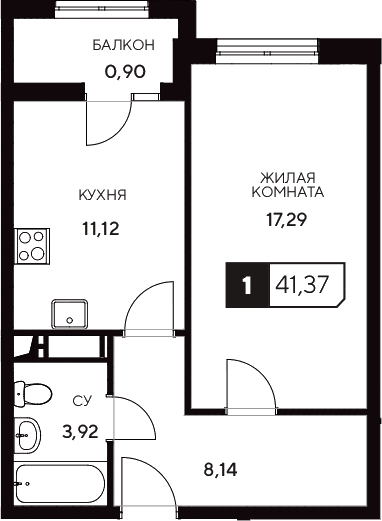 Продается 1-комн. квартира, 40.47 м²
