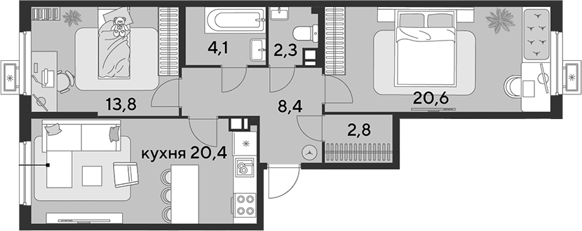 Продается 3-комн. квартира, 72.4 м²