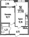 Продается 1-комн. квартира, 36.49 м²