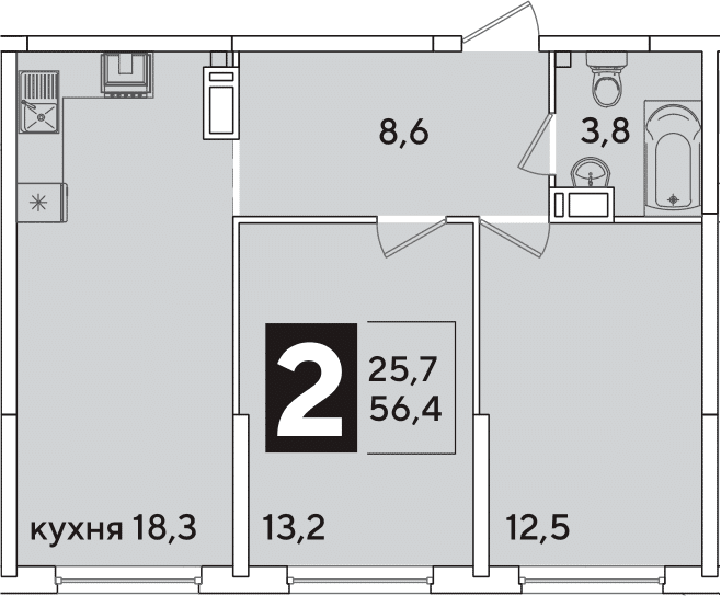 Продается 3-комн. квартира, 56.4 м²