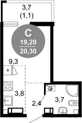 Продается 1-комн. квартира, 19.2 м²