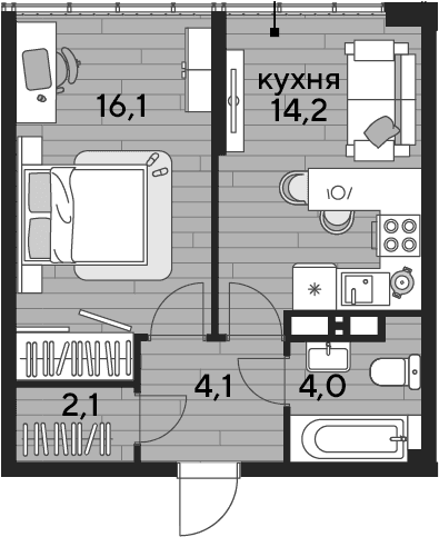 Продается 1-комн. квартира, 40.5 м²