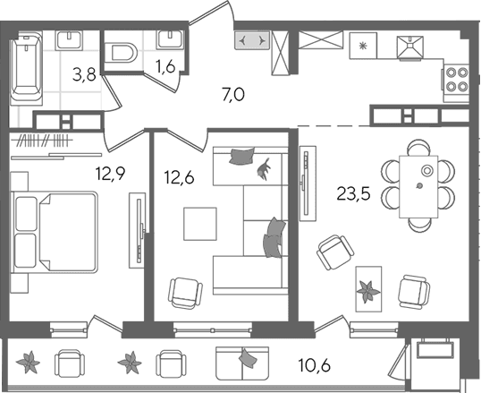 Продается 3-комн. квартира, 61.4 м²
