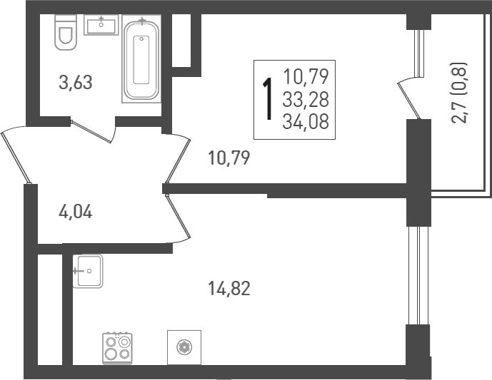 Продается 1-комн. квартира, 35.5 м²
