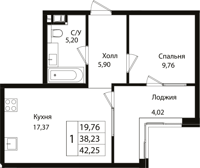 Продается 2-комн. квартира, 38.1 м²