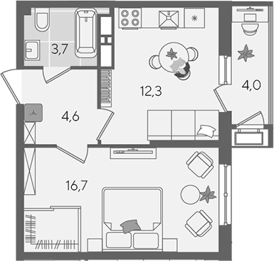 Продается 1-комн. квартира, 37.3 м²