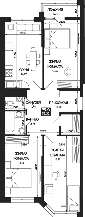 Продается 3-комн. квартира, 75.08 м²