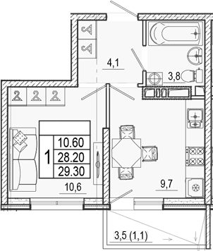 Продается 1-комн. квартира, 28.2 м²