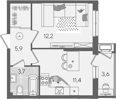 Продается 1-комн. квартира, 33.2 м²