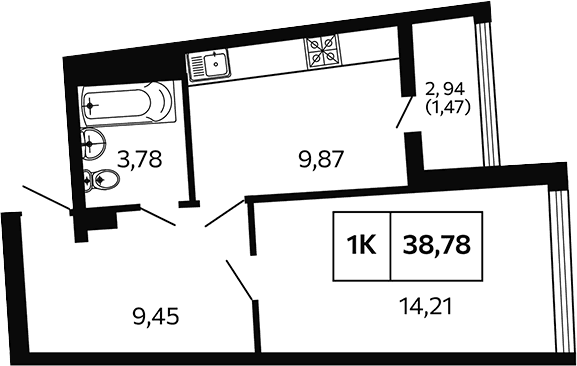 Продается 1-комн. квартира, 37.31 м²