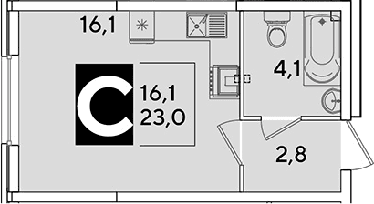 Продается 1-комн. квартира, 23 м²