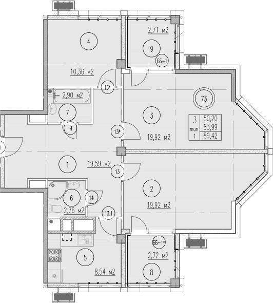 Продается 3-комн. квартира, 83.99 м²