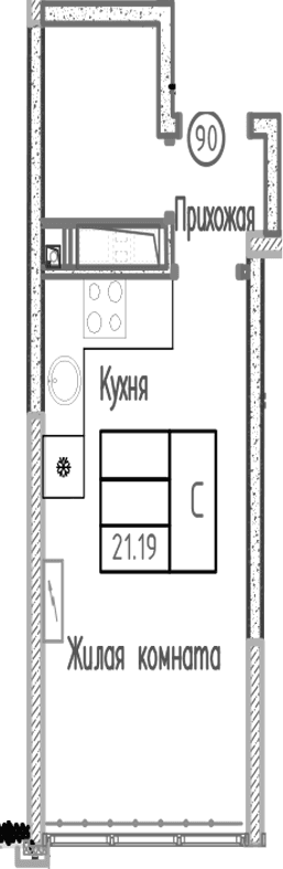 Продается 1-комн. квартира, 21.19 м²