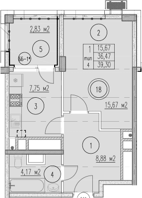 Продается 1-комн. квартира, 36.47 м²