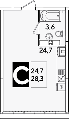 Продается 1-комн. квартира, 28.3 м²