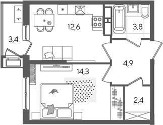 Продается 1-комн. квартира, 38 м²