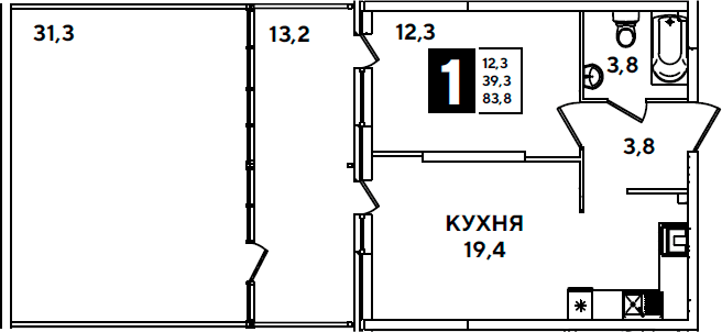 Продается 2-комн. квартира, 39.3 м²