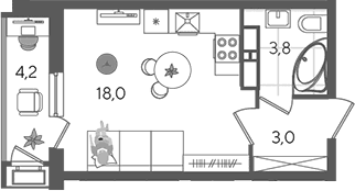 Продается 1-комн. квартира, 24.8 м²