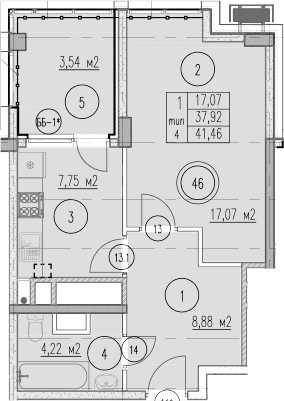 Продается 1-комн. квартира, 37.92 м²