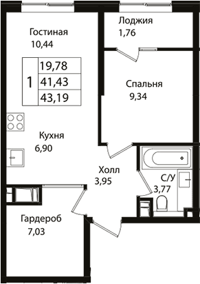 Продается 2-комн. квартира, 40.9 м²