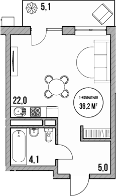 Продается 1-комн. квартира, 31.1 м²