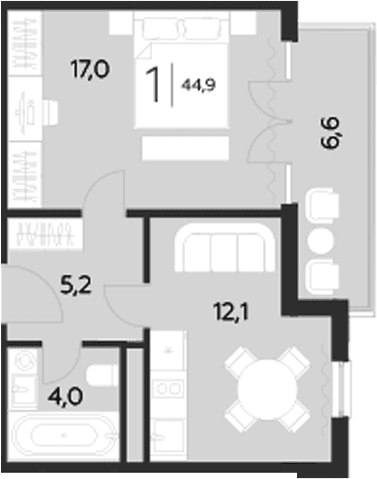 Продается 1-комн. квартира, 38.3 м²