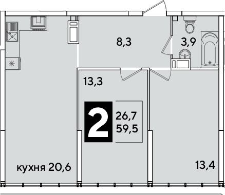 Продается 3-комн. квартира, 59.5 м²