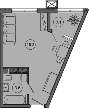 Продается 1-комн. квартира, 22.9 м²
