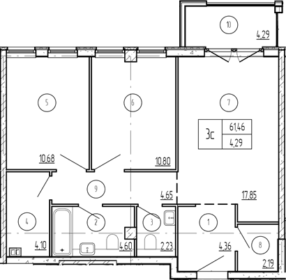Продается 2-комн. квартира, 64.46 м²