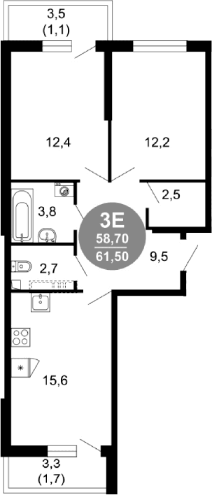 Продается 3-комн. квартира, 58.7 м²