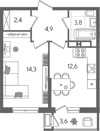 Продается 1-комн. квартира, 38 м²