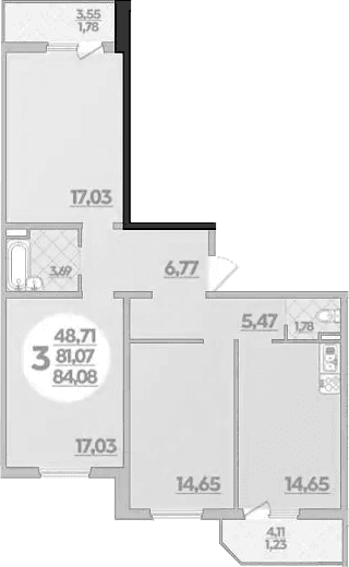 Продается 3-комн. квартира, 81.07 м²