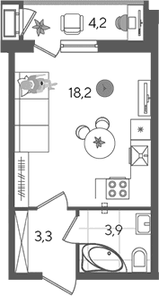 Продается 1-комн. квартира, 25.4 м²