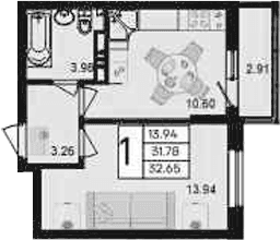 Продается 1-комн. квартира, 31.78 м²