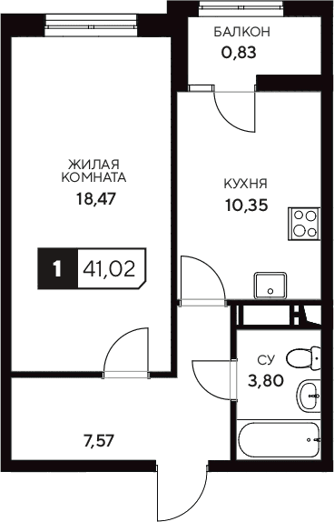Продается 1-комн. квартира, 40.19 м²