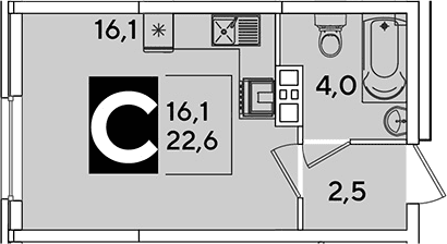 Продается 1-комн. квартира, 22.6 м²