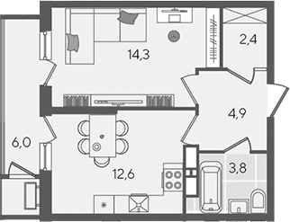 Продается 1-комн. квартира, 38 м²