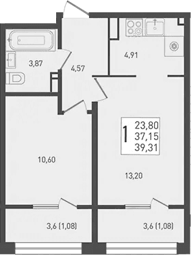 Продается 2-комн. квартира, 37.15 м²