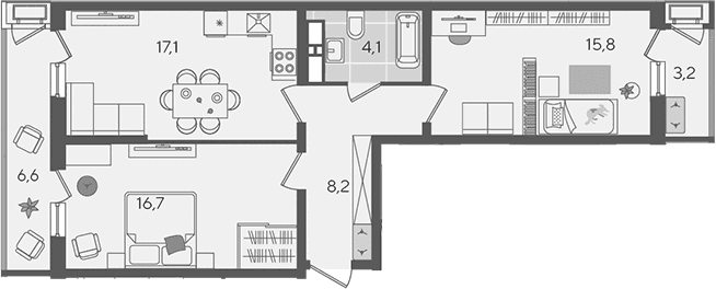Продается 3-комн. квартира, 61.9 м²