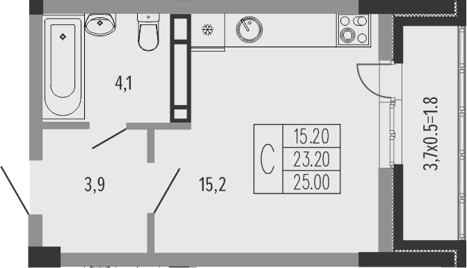 Продается 1-комн. квартира, 23.2 м²