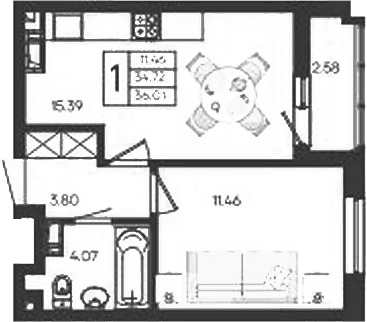 Продается 1-комн. квартира, 34.72 м²