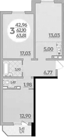 Продается 3-комн. квартира, 62.1 м²