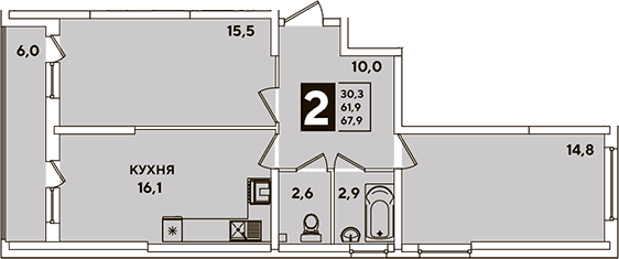 Продается 3-комн. квартира, 61.9 м²