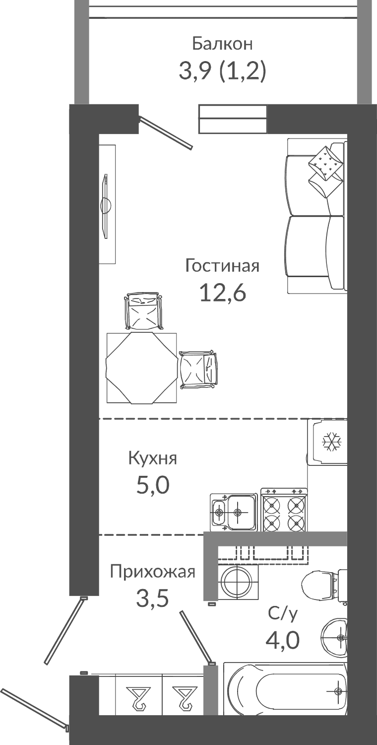 Продается 1-комн. квартира, 25.1 м²