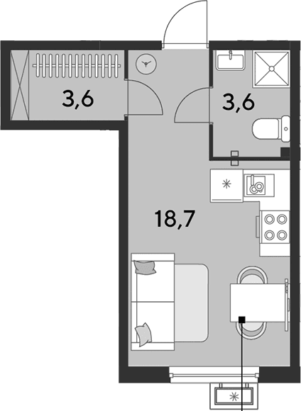 Продается 1-комн. квартира, 25.9 м²