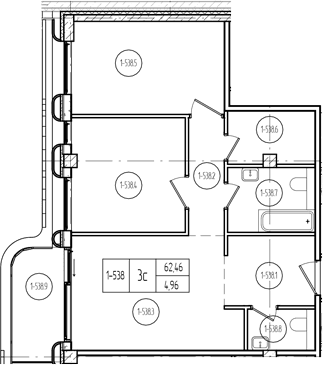 Продается 2-комн. квартира, 62.88 м²