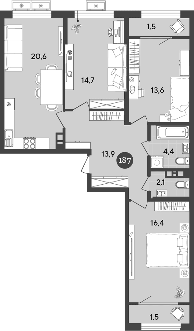 Продается 4-комн. квартира, 85.7 м²